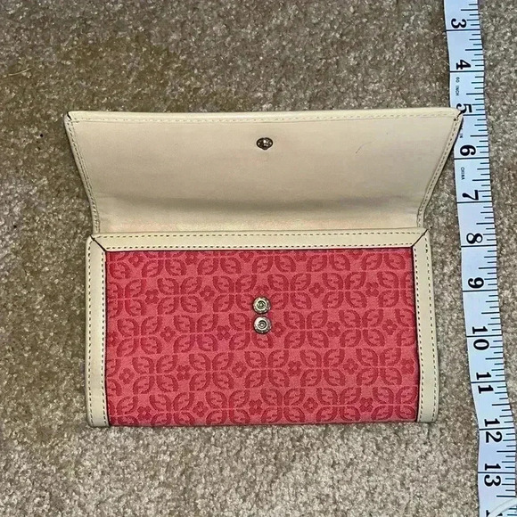 Coach Yellow & White Wristlet and Red Coach Like Wallet With Beige Leather Trim - Picture 4 of 12